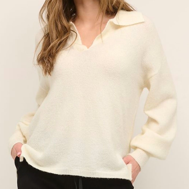 Ladies Fashion Solid Color Shirt Collar Sweater – Sweater and Pullover price|S