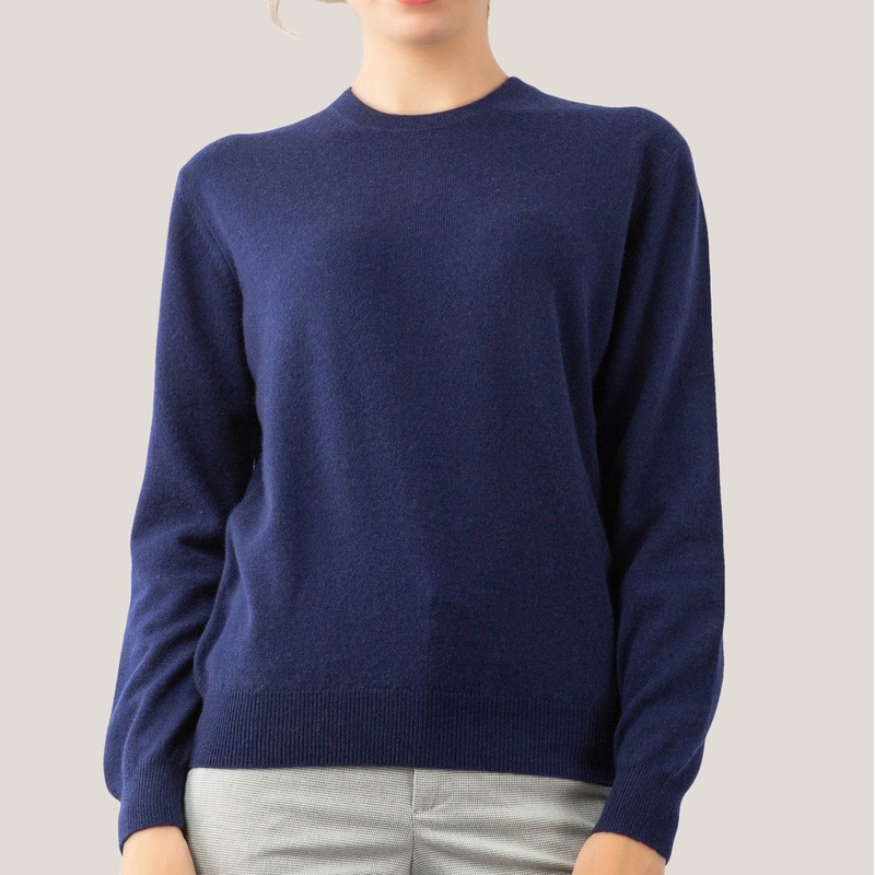 Navy Cashmere Classic Crew Neck Winter Sweater – Cashmere Sweater and Women Sweater price|S