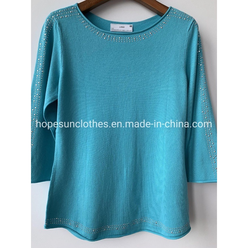 OEM Manufacturer Women Fixrhinestone Viscose Pullover Knitwear Sweater – Sweater Jumper and Sudaderas price|S
