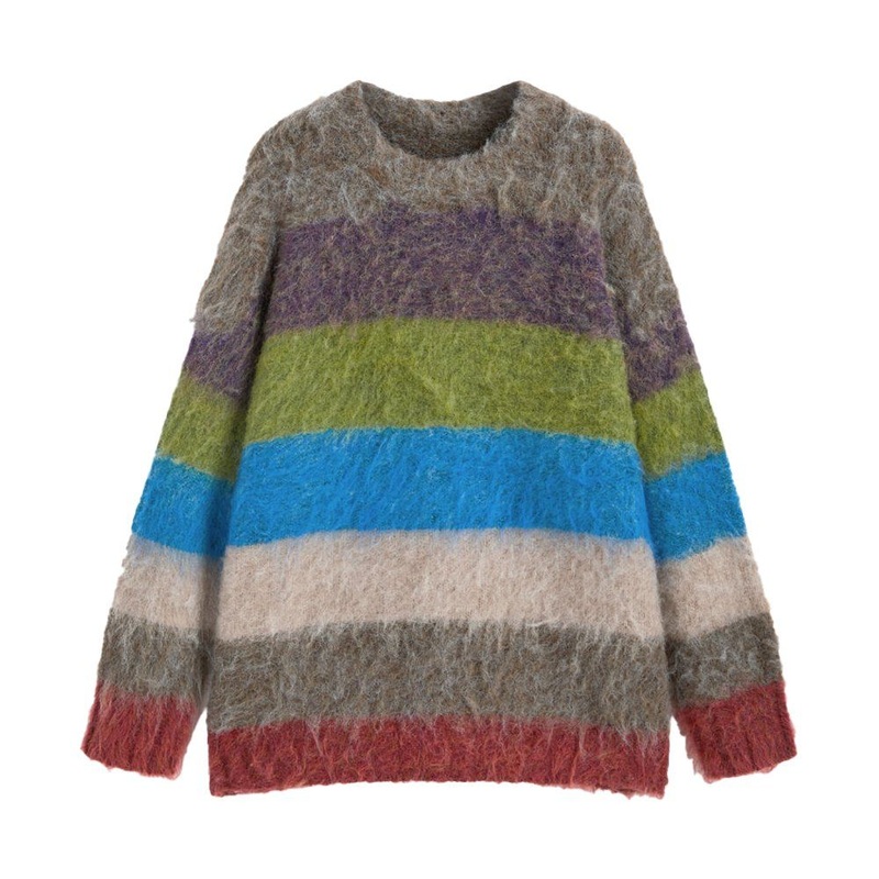 Professional Factory Custom Pullover Casual Striped Wholesale Mohair Sweater – Ladies Sweater Striped Pullover and OEM Womens Sweater price|S/M/L/Customized Size