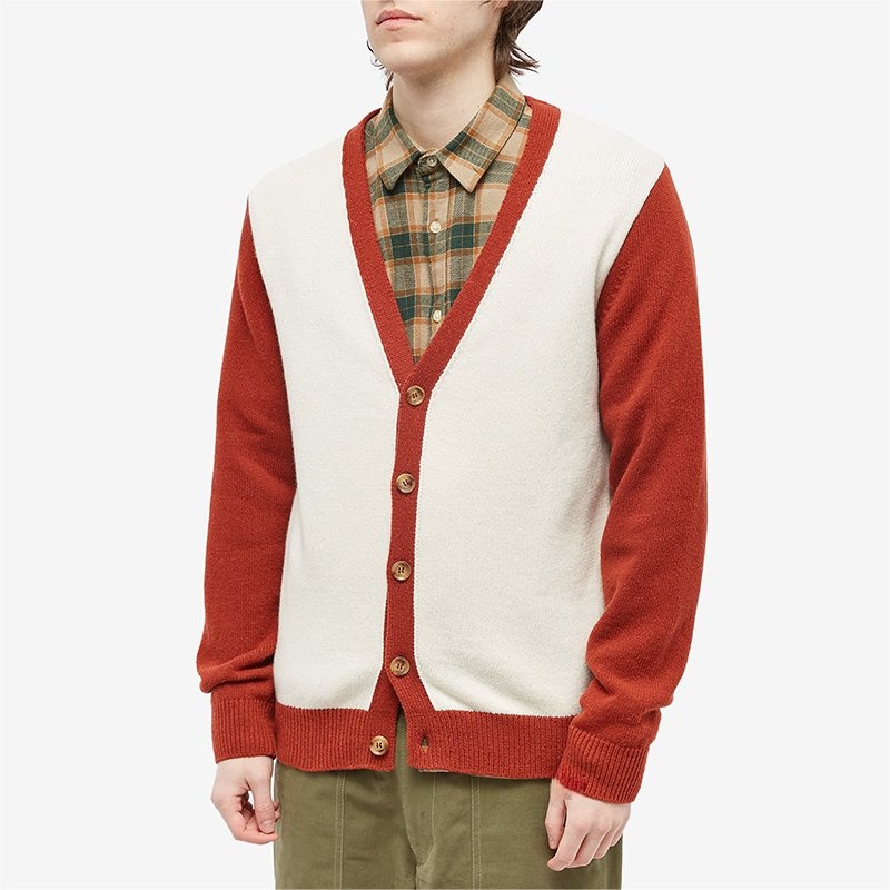 Senior Custom Two Color Splicing Cardigan Men Single-Row Button V-Neck Sweatshirt Men Ribbed Knit Jacket Men Sweater – Mens Sweater and Striped Sweater price|S, S/M/L/Customized Size