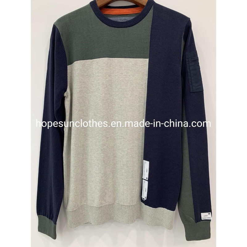 Wholesaler Manufacturer Men Geometric Jacquard Pullover Fashion Pocket Sweatshirt Knitwear Sweater – Jumper and Sudaderas price|S