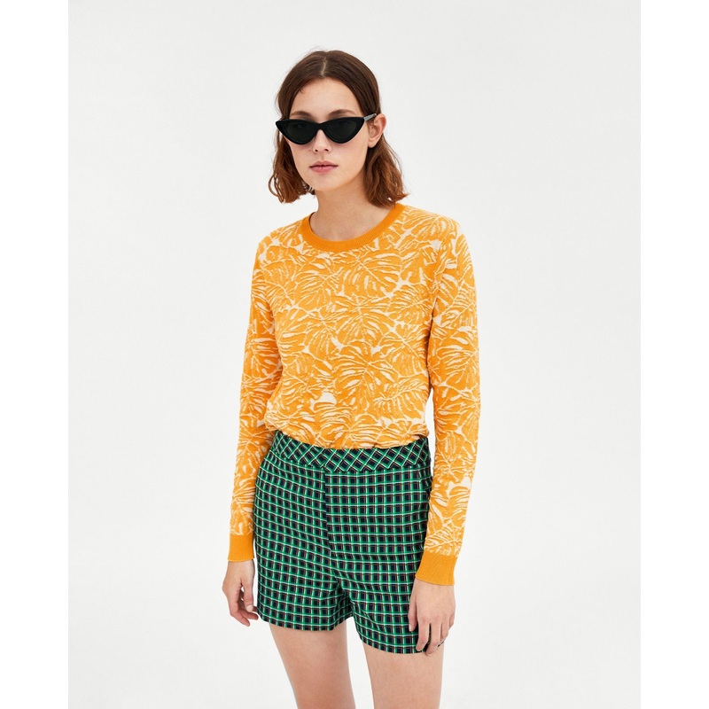 Women Short Diagonal Knit Sweater with Round Neckline – Pullover and Sweater price|S