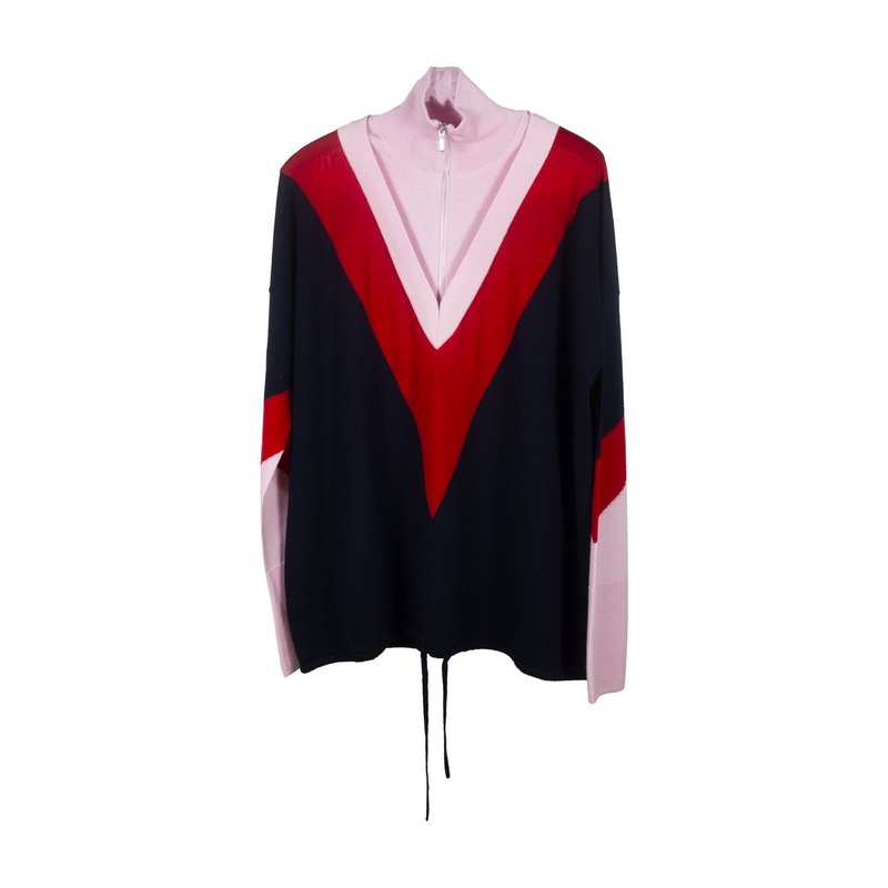 Womens Turtle Neck Sweater with Zipper, Intarsia, Deep V-Neck – Knitwear and Zipper price|S