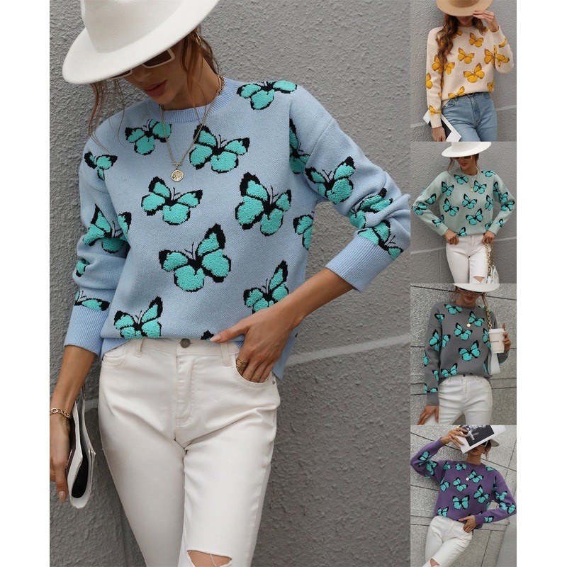 China Round Neck Women Loose Plus Size Knit Pullover Clothes Women Fashion Street Girl Floral Print Jacquard Sweater – Woman Sweaters and Fashion Sweater price|S