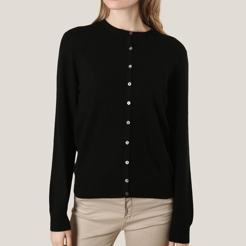 Crew Neck Black Button Cardigan – Cashmere Cardigan and Women Sweater price
