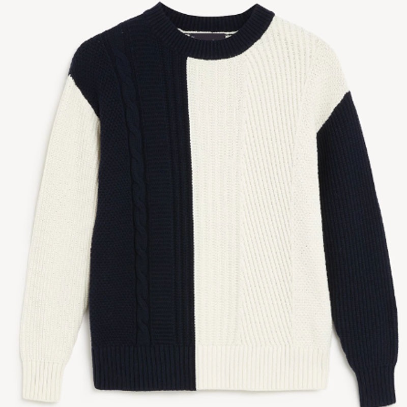 Designer Color Block Cotton Pullover Sweater Cable Women Clothing – Knitwear and Women Clothing price|S