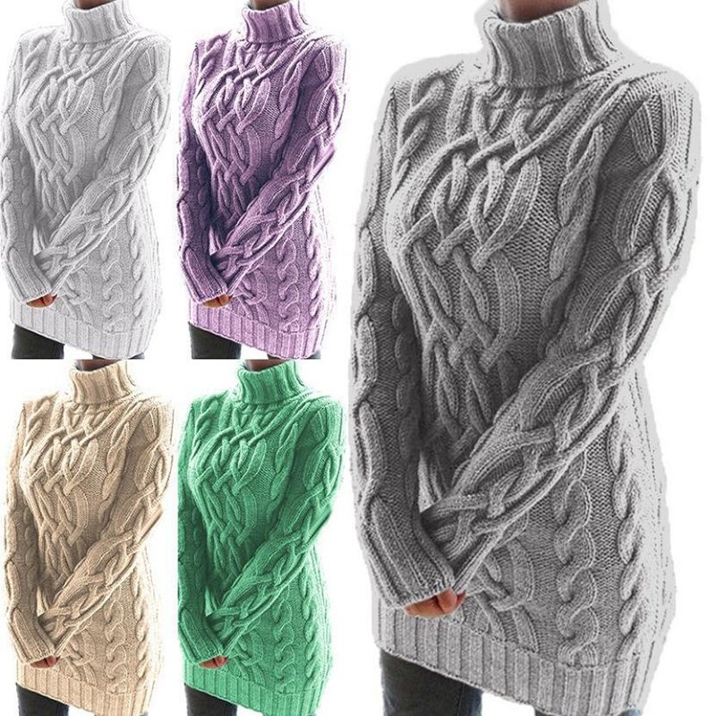 Fashion Women Clothing Turtleneck Winter Plain Pullover Long Sleeve Knit Sweater – Autumn Winter Women Sweater and Fashion Sweater price|S, S, M, L