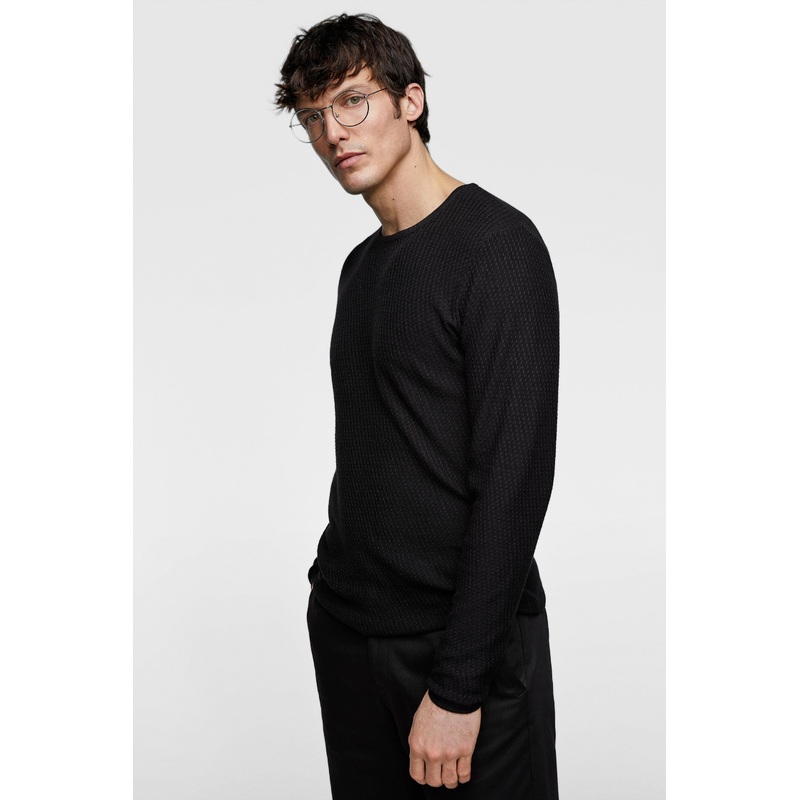 Men 2019 Fashion Long Sleeve Round Neck Textured Sweater – Dress and Clothes price|S