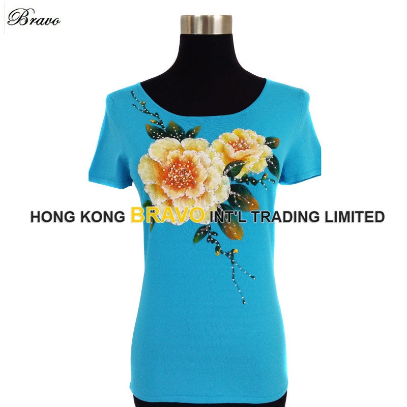 New Fashion Ladies Knitted Hand Drawing Print Pullover Sweater (BR098) – Sweater and Clothing price|S, S, M, L, Xl, Xxl