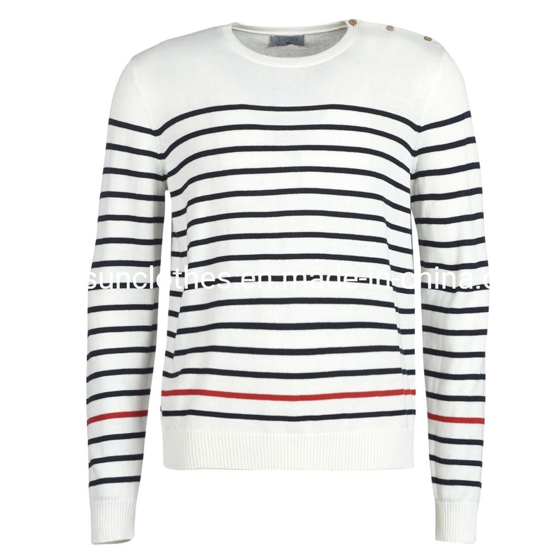 OEM Manufacturer Men Casual Crew Neck Striped Spring Shoulder Button Pullover Knitwear Sweaters – Sweater and Knitwear price|S