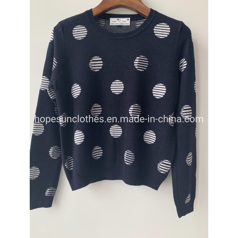 OEM Manufacturer Women Plus Sized DOT Jacquard Over Shoulder Pullover Knitwear Sweater – Sweater Jumper and Sudaderas price|S