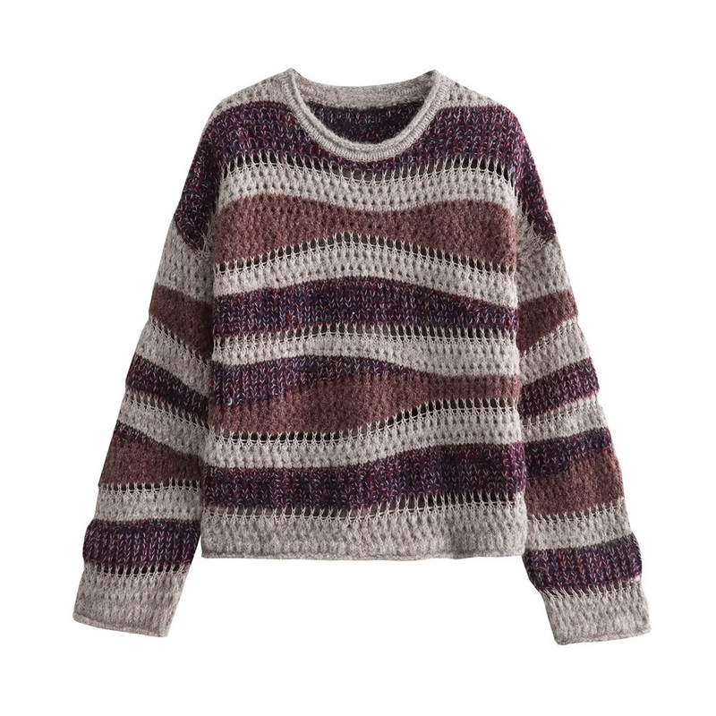 Pb&Za Womens Clothing Wholesale Long Sleeve Round Neck Patchwork Sweater – Designer Sweater and Sweaters for Women price|S, S . M . L