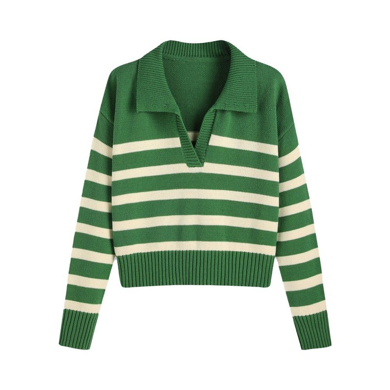 Sweater Factory Custom High Quality Striped Jacquard Pullover V-Neck Sweater – Women Sweater and Ladies Sweater Pattern price|S/M/L/Customized Size