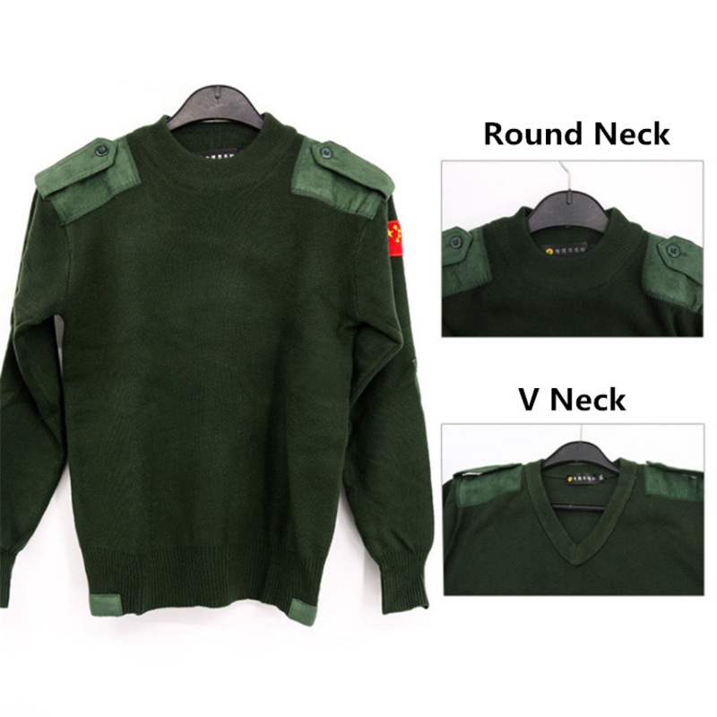 Winter Outdoor Warm Olive Green Shoulder Arm Patch Security Sweaters Long-Sleeved Coldproof Business Office Knitwear Jerseys for Men and Women – Sweater and Mens Sweater price|S