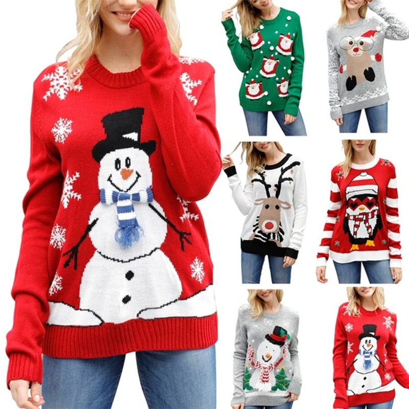 Women Cute Christmas Pullover Long Sleeve Knit Sweater – Sweater and Knit Sweater price|S
