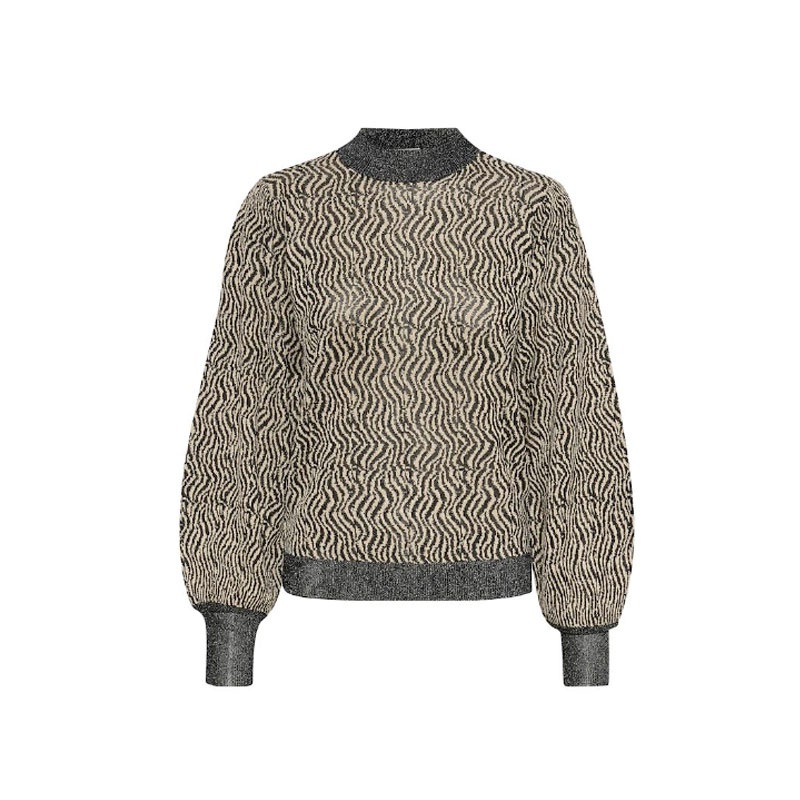 Women fashion Crew Neck Viscose Pullover Regular Fit Leopard Print Sweater with Metallic Garn – Women Sweater and Knitting Sweater price|S